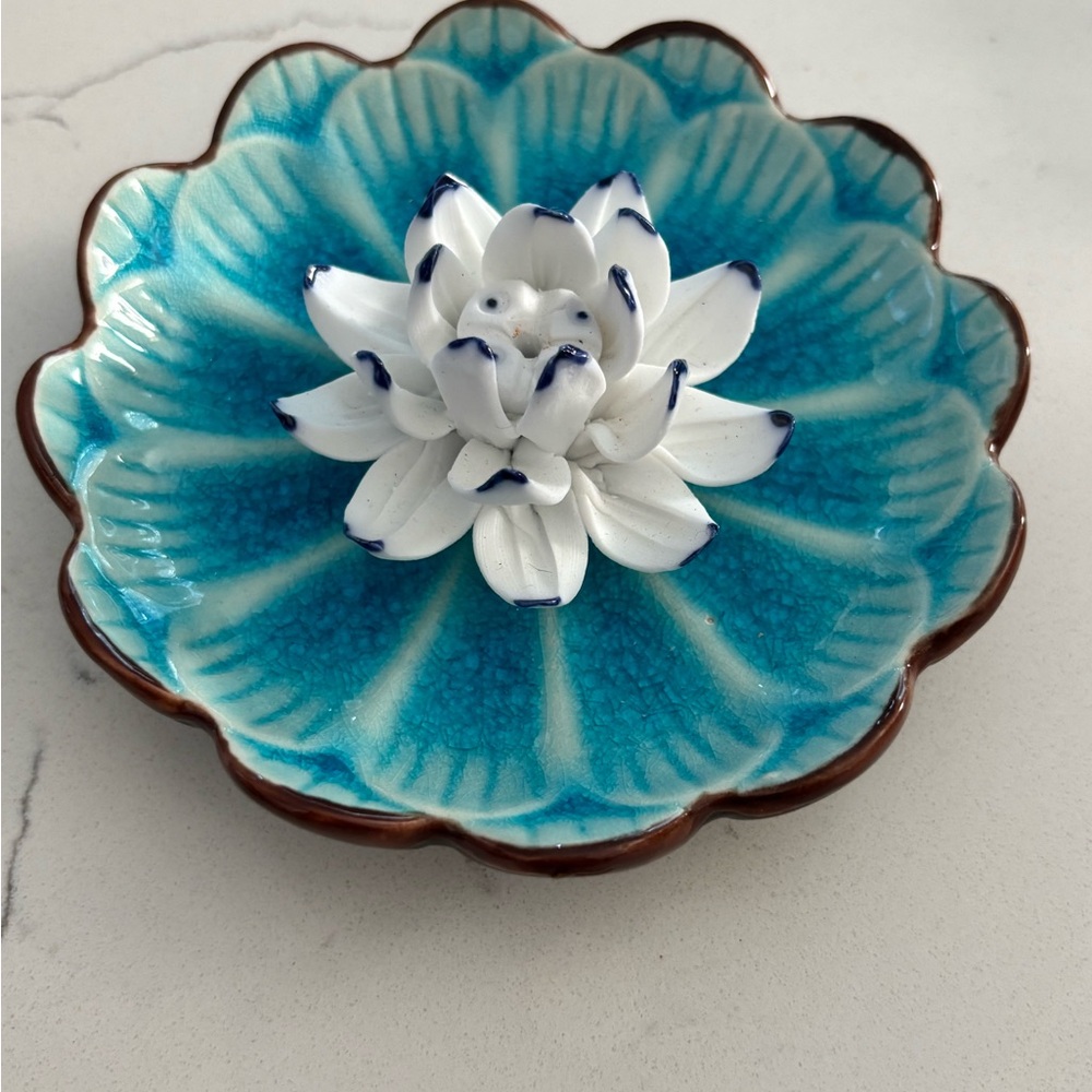 Blue and White Ceramic Lotus Dish Art